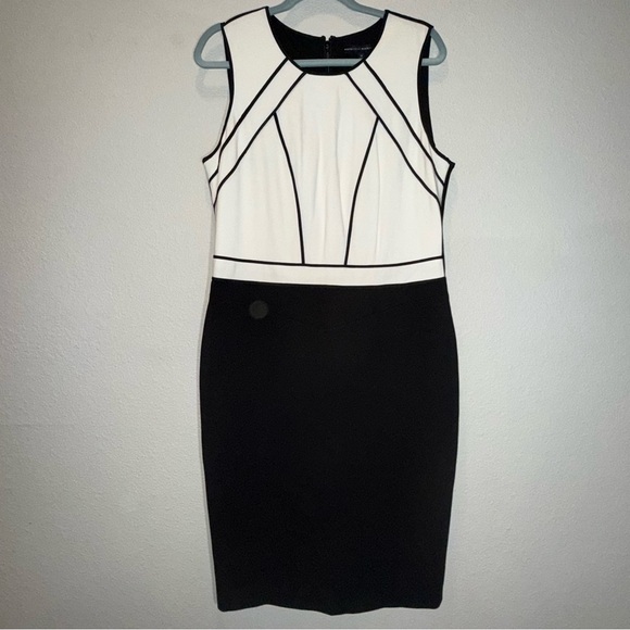 White House Black Market Dresses & Skirts - White House Black Market Cream/White Black Sheath Midi Dress 14